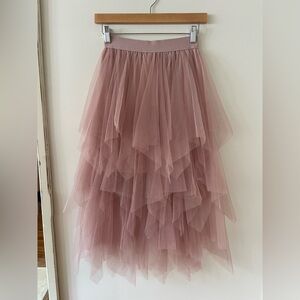 Chic Mauve Asymmetrical Tulle Skirt